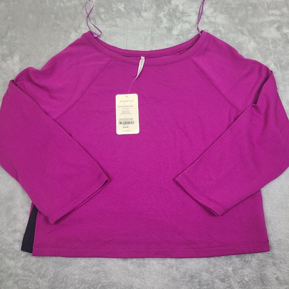 Fabletics Isabel‎ Wide Sleeve Pullover Sweatshirt Sz Medium Wine 0929 Womens